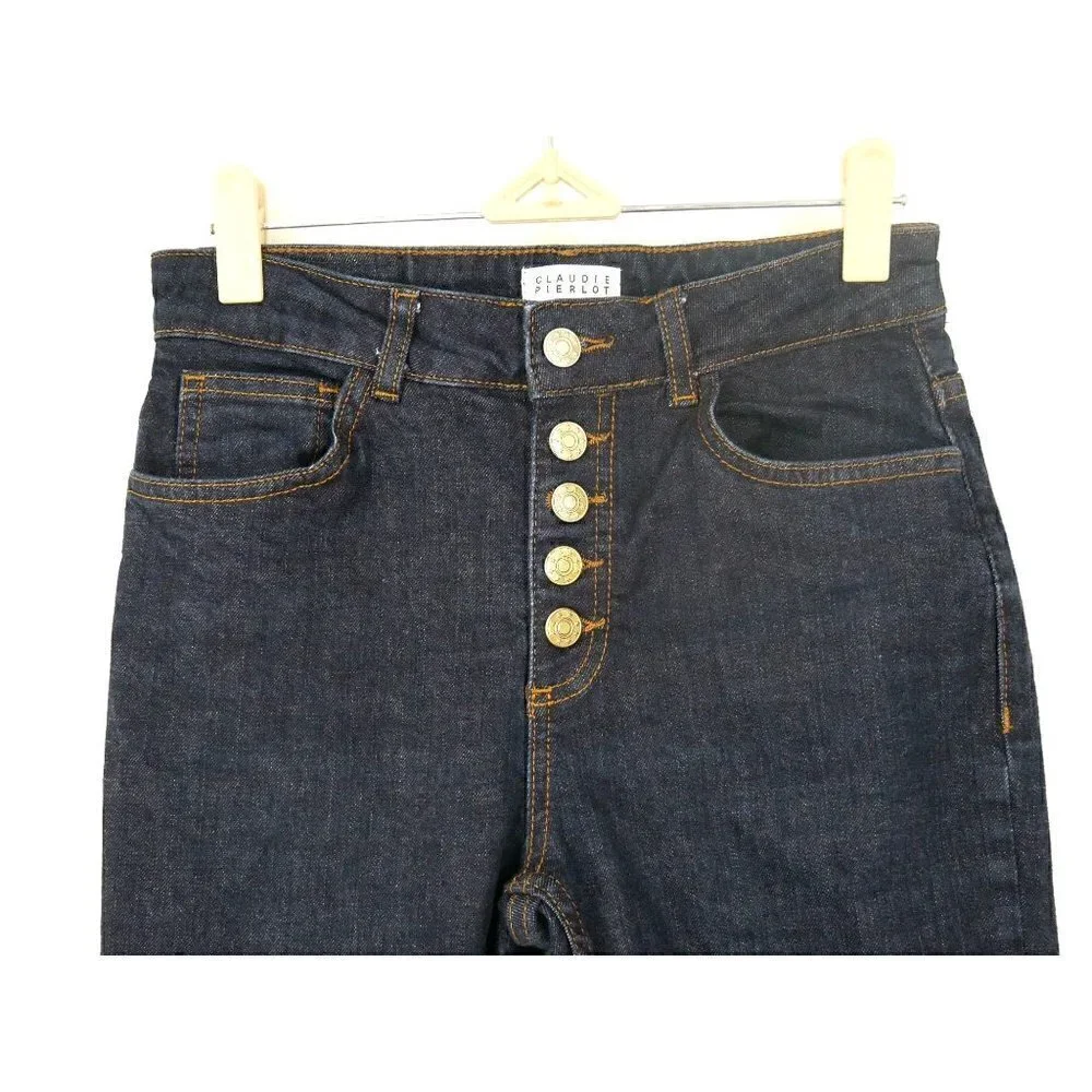 NWOT Claudie Pierlot Button‎ Fly High Rise Skinny Jeans Blue 26